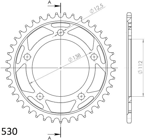 Supersprox acciaio rocchetto per catena 530 - 40Z (nero)