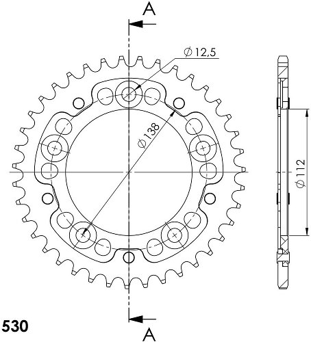 Supersprox Stealth rueda de cadena 530 - 40Z (negro)