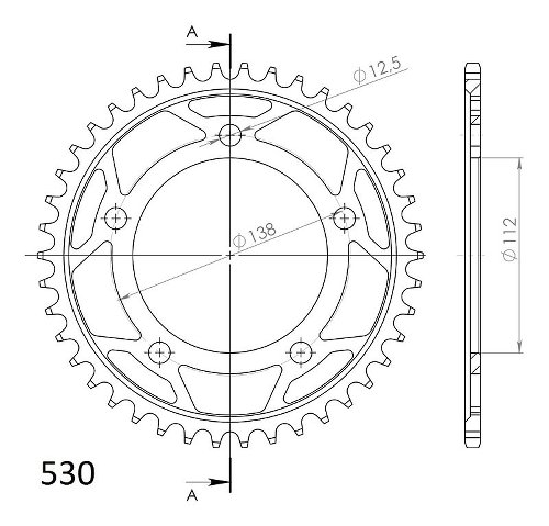 Supersprox acero rueda de cadena 530 - 42Z (negro)