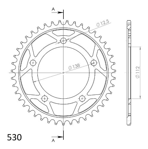 Supersprox Stahl-Kettenrad 530 - 43Z (schwarz)