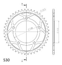 Supersprox acero rueda de cadena 530 - 44Z (negro)