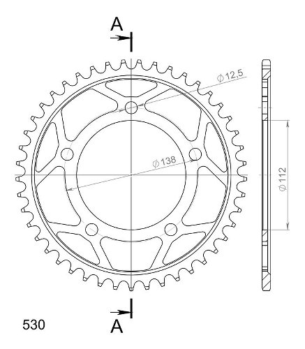 Supersprox acciaio rocchetto per catena 530 - 45Z (nero)