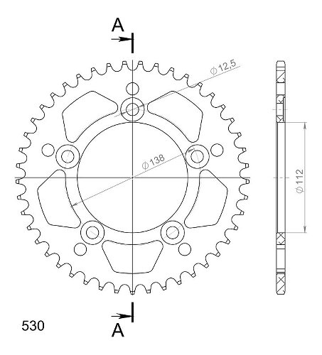 Supersprox aluminium roue d`entrainement 530 - 45Z (noir)