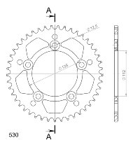 Supersprox alluminio rocchetto per catena 530 - 45Z (nero)