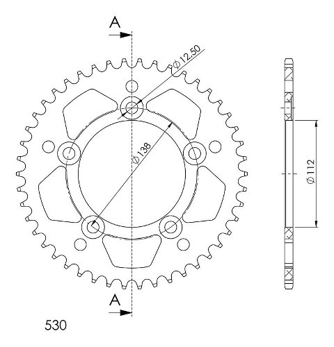 Supersprox aluminium roue d`entrainement 530 - 46Z (noir)