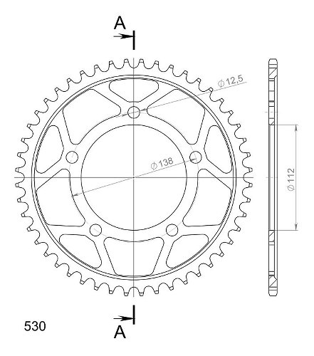 Supersprox acciaio rocchetto per catena 530 - 48Z (nero)