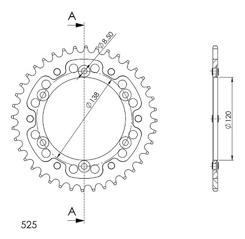 Supersprox Stealth rocchetto per catena 525 - 40Z (oro)