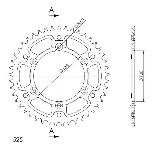 Supersprox Stealth Chain wheel 525 - 45Z (gold)