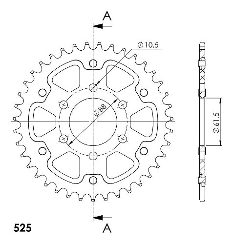 Supersprox Stealth-Kettenrad 525 - 39Z (silber)