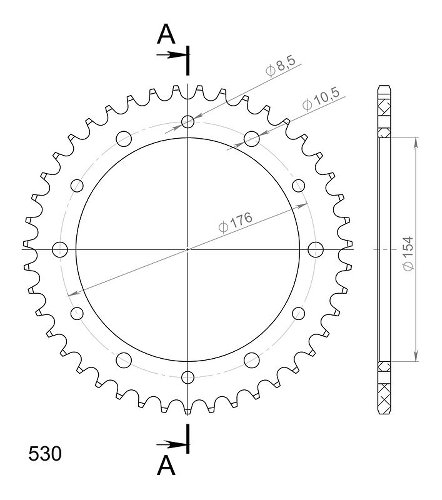 Supersprox alluminio rocchetto per catena 530 - 43Z (nero)