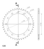 Supersprox alluminio rocchetto per catena 530 - 44Z (nero)