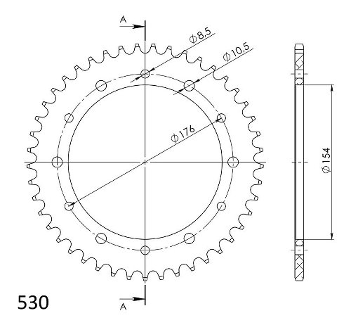 Supersprox aluminio rueda de cadena 530 - 45Z (negro)