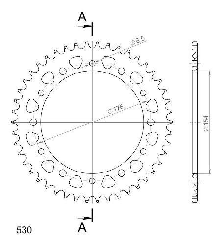 Supersprox aluminium roue d`entrainement 530 - 46Z (noir)