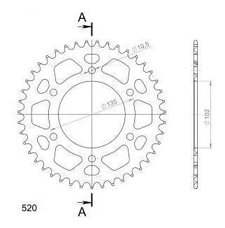 Supersprox alluminio rocchetto per catena 520 - 43Z (rosso)