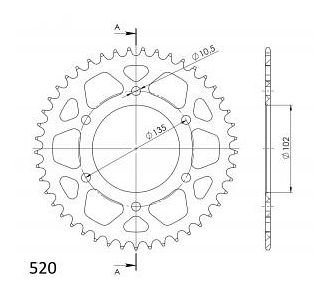 Supersprox alluminio rocchetto per catena 520 - 45Z (rosso)