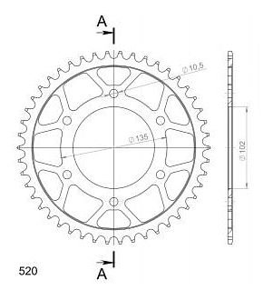 Supersprox acier roue d`entrainement 520 - 46Z (noir)