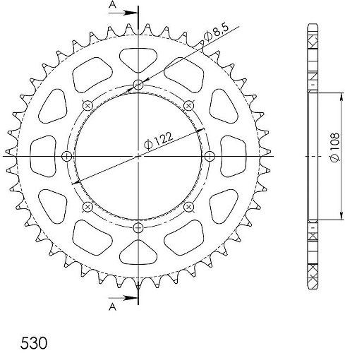 Supersprox alluminio rocchetto per catena 530 - 43Z (oro)