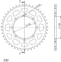 Supersprox alluminio rocchetto per catena 530 - 43Z (rosso)