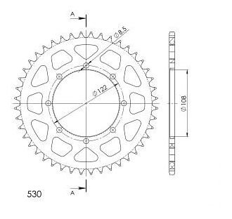 Supersprox alluminio rocchetto per catena 530 - 44Z (oro)