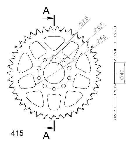 Supersprox aluminio rueda de cadena 415 - 42Z (anaranjado)