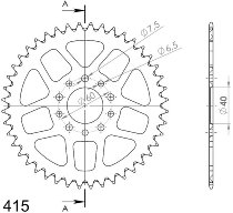 Supersprox aluminio rueda de cadena 415 - 48Z (anaranjado)