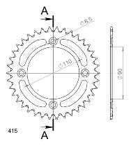 Supersprox aluminio rueda de cadena 415 - 39Z (negro)