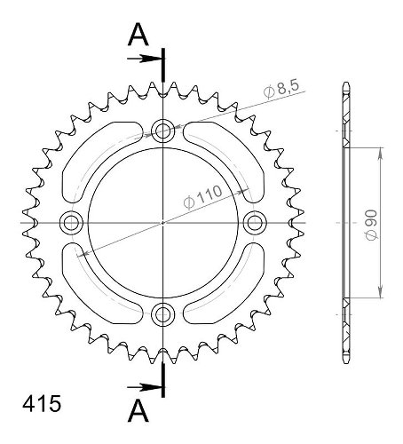 Supersprox aluminium roue d`entrainement 415 - 40Z (bleue)