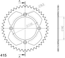 Supersprox alluminio rocchetto per catena 415 - 41Z (nero)