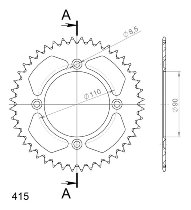 Supersprox alluminio rocchetto per catena 415 - 44Z (nero)