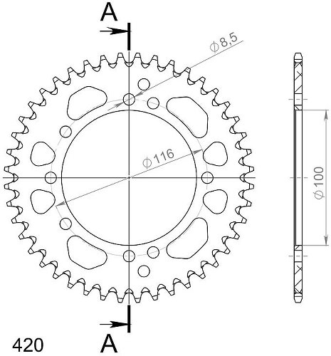 Supersprox Aluminium Chain wheel 420 - 43Z (green)