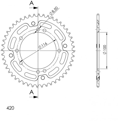 Supersprox Stealth Chain wheel 420 - 45Z (black)