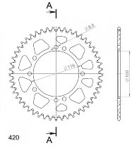 Supersprox alluminio rocchetto per catena 420 - 47Z (nero)