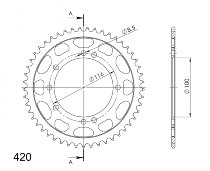 Supersprox acciaio rocchetto per catena 420 - 48Z (nero)