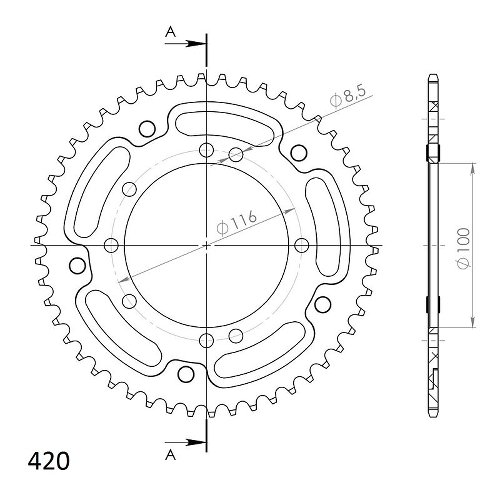 Supersprox Stealth Chain wheel 420 - 50Z (black)