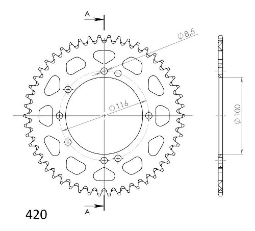 Supersprox Aluminium Chain wheel 420 - 50Z (blue)