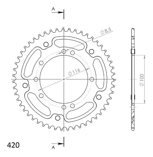 Supersprox Stealth Chain wheel 420 - 51Z (black)