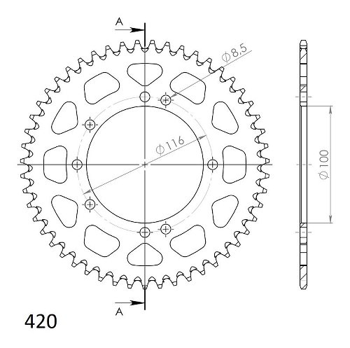 Supersprox aluminium roue d`entrainement 420 - 51Z (or)