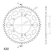 Supersprox aluminio rueda de cadena 420 - 51Z (oro)