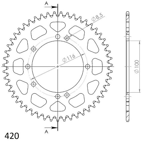 Supersprox Aluminium Chain wheel 420 - 52Z (green)