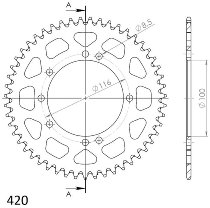 Supersprox aluminium roue d`entrainement 420 - 52Z (verte)