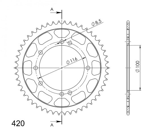 Supersprox Steel Chain wheel 420 - 53Z (black)