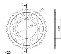 Supersprox acero rueda de cadena 420 - 53Z (negro)