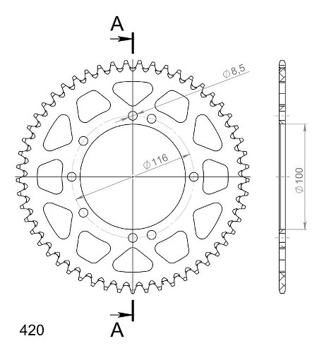 Supersprox aluminio rueda de cadena 420 - 53Z (negro)