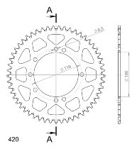 Supersprox aluminio rueda de cadena 420 - 53Z (negro)