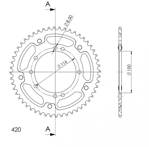 Supersprox Stealth Chain wheel 420 - 53Z (black)