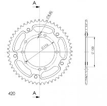 Supersprox Stealth Chain wheel 420 - 53Z (black)