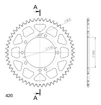 Supersprox alluminio rocchetto per catena 420 - 54Z (nero)