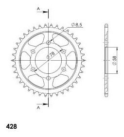 Supersprox Steel Chain wheel 428 - 38Z (black)