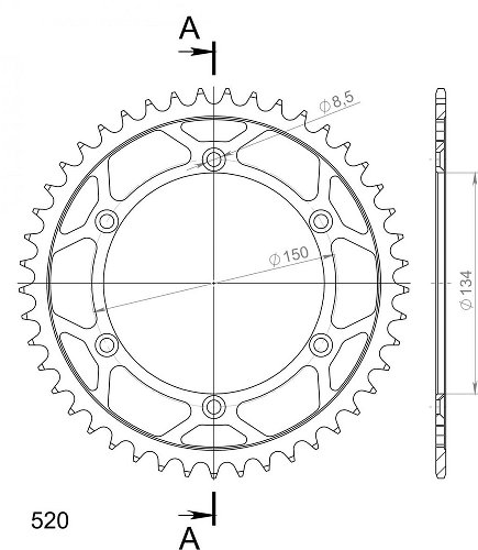 Supersprox acier roue d`entrainement 520 - 39Z (noir)