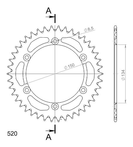 Supersprox alluminio rocchetto per catena 520 - 42Z (nero)